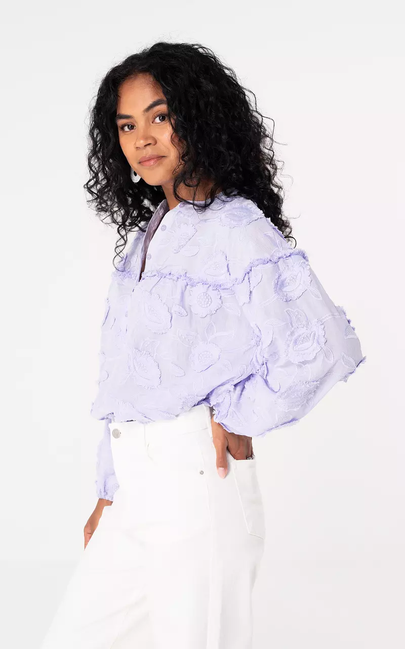 Bestickte Bluse Flieder
