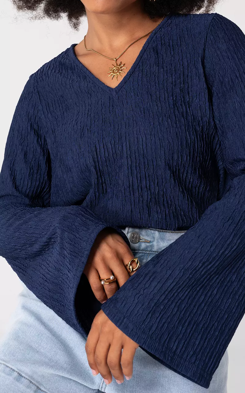 V-hals top Donkerblauw