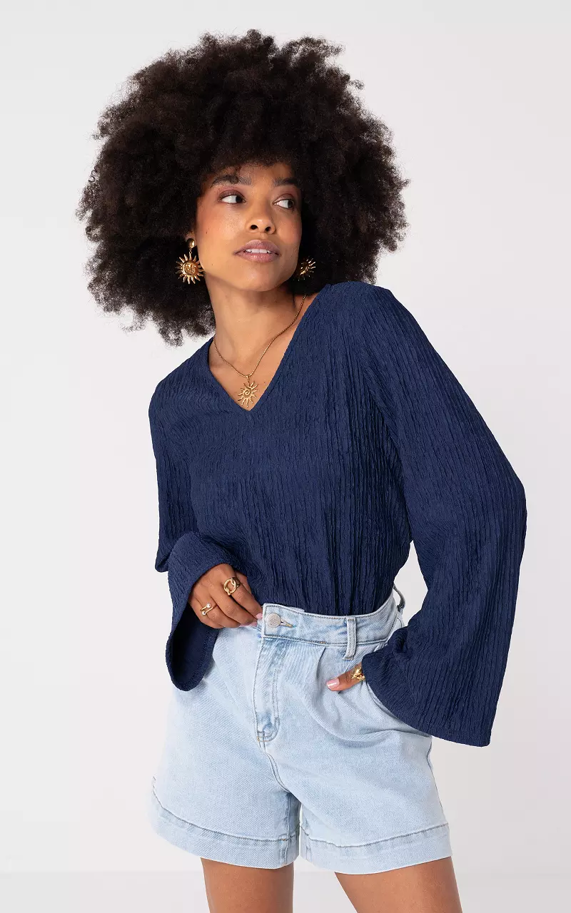 V-hals top Donkerblauw