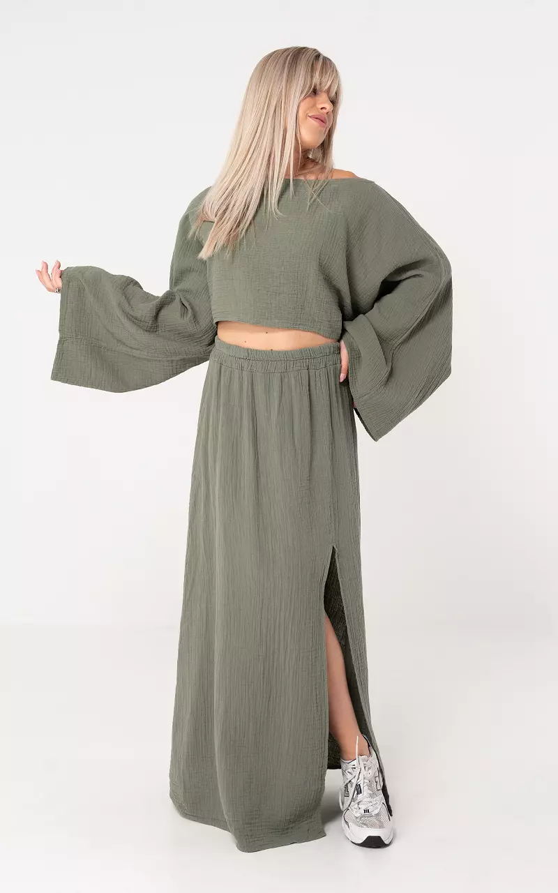 Katoenen maxi rok Donkergroen