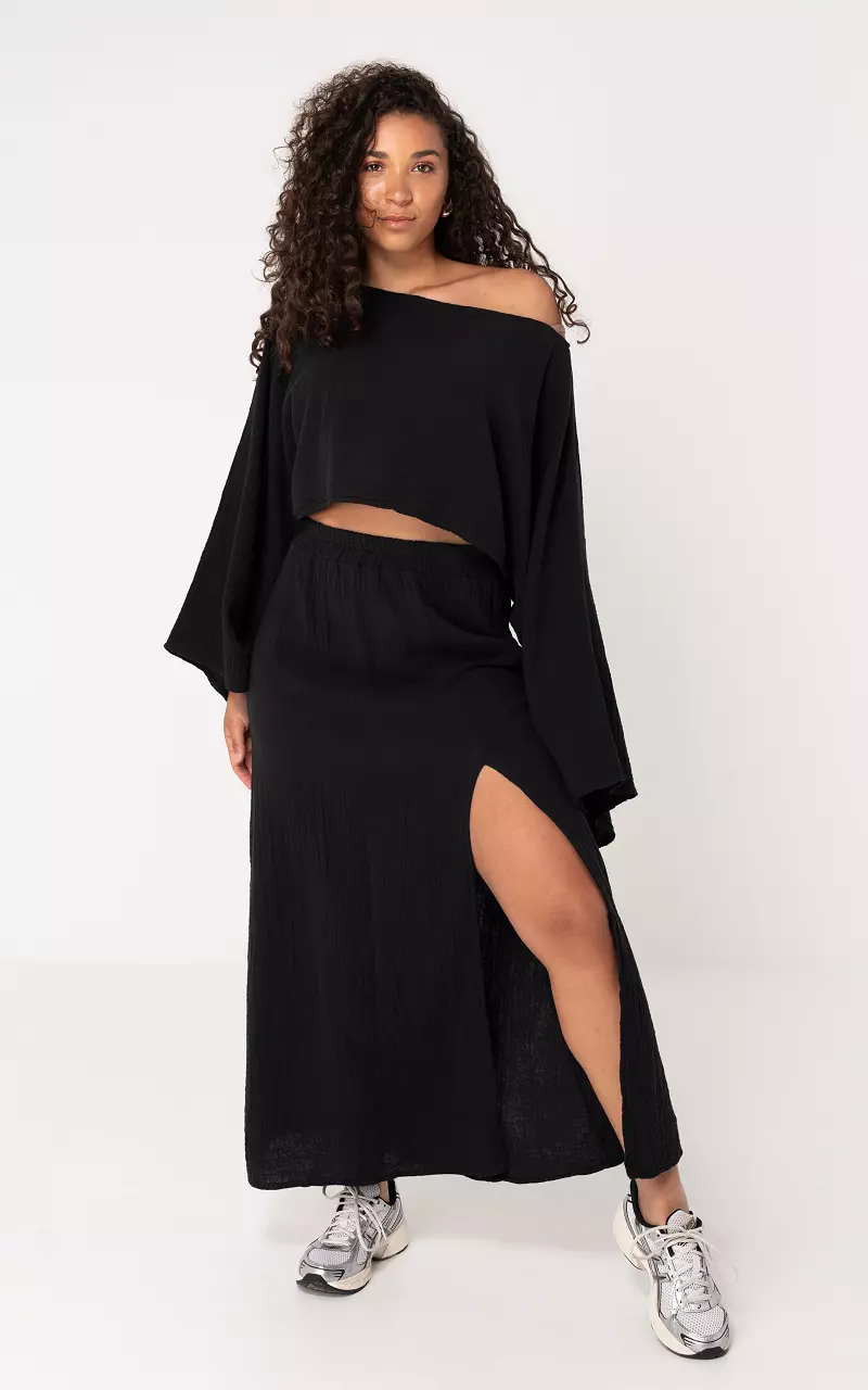 Cotton maxi skirt Black