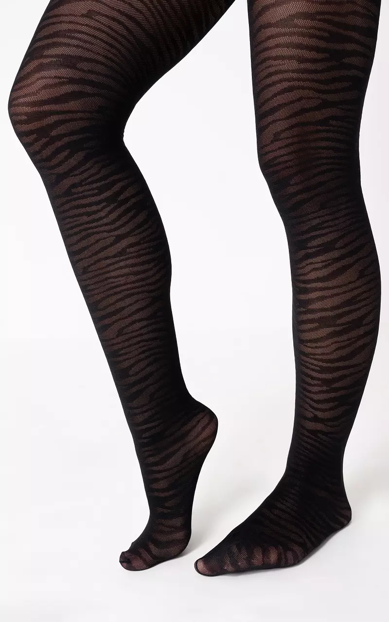 zebra net pantyhose Black