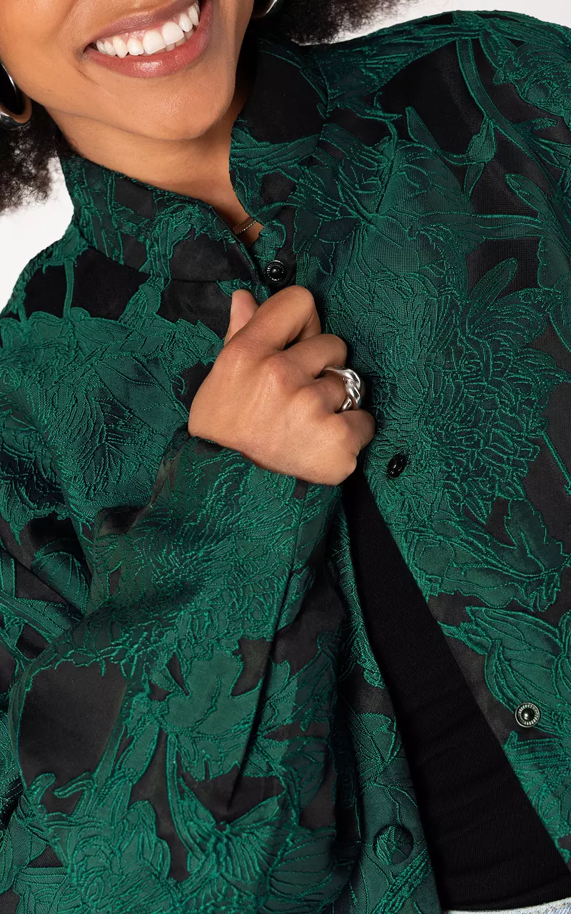 Jacquard bomber Donkergroen