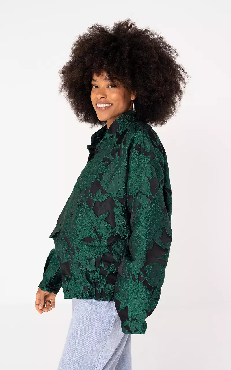 Jacquard bomber Donkergroen