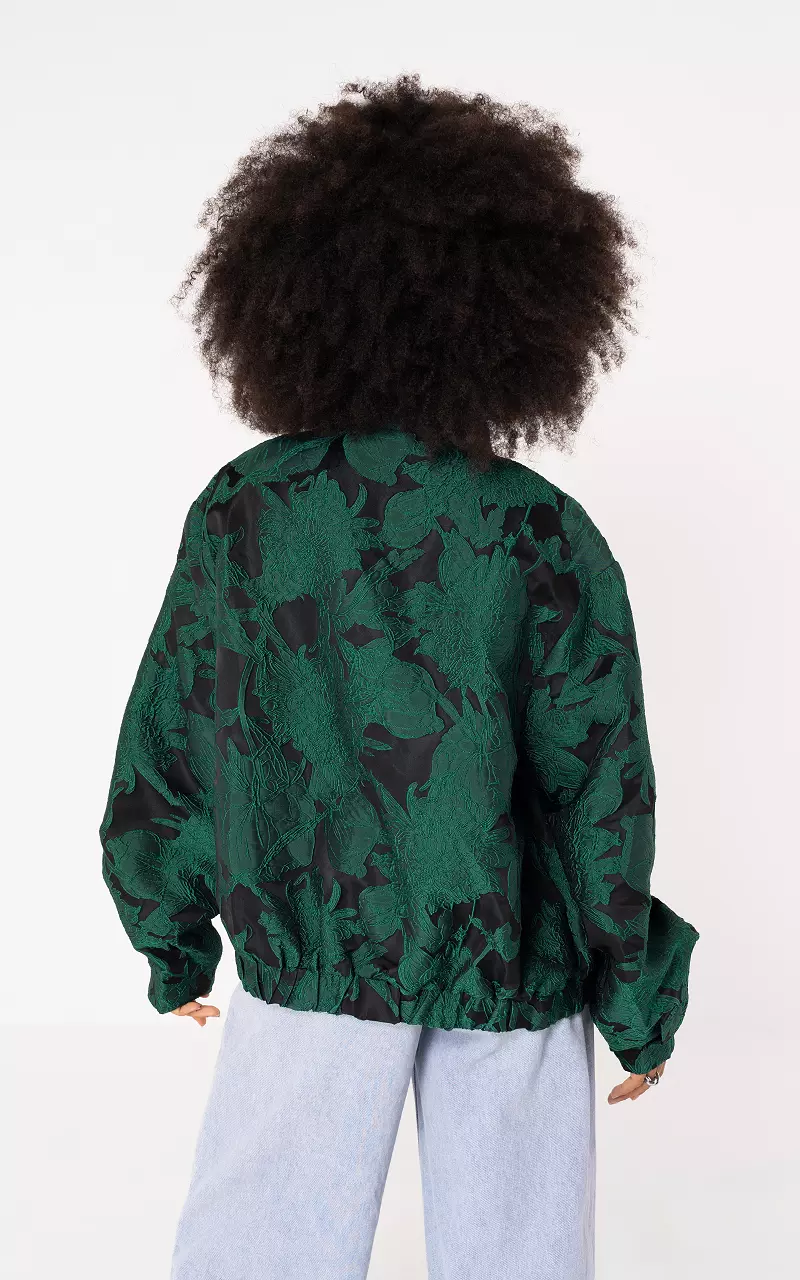 Jacquard bomber Donkergroen