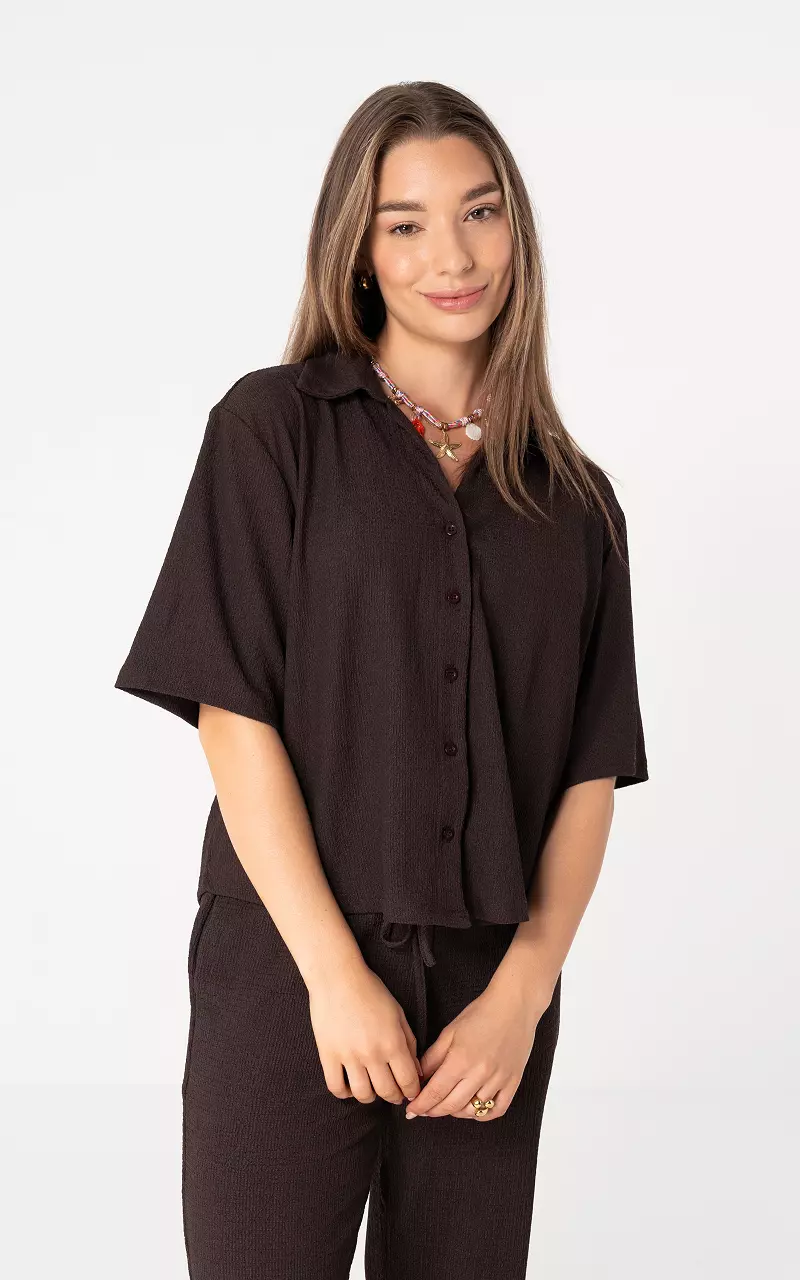 Locker fallende Bluse Dunkelbraun
