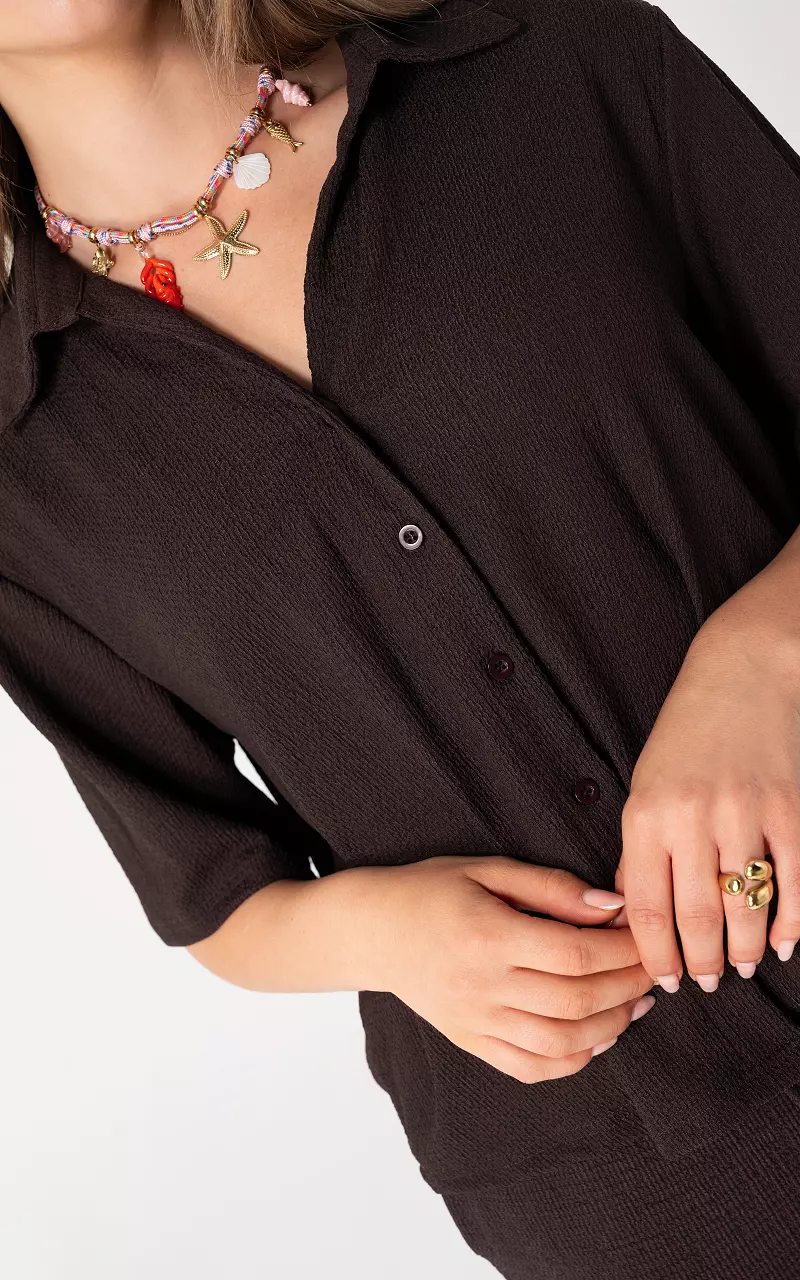 Locker fallende Bluse Dunkelbraun