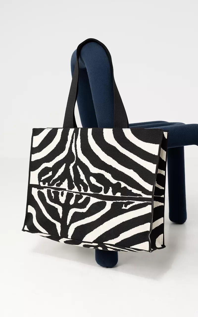 Zippered shopper Black White