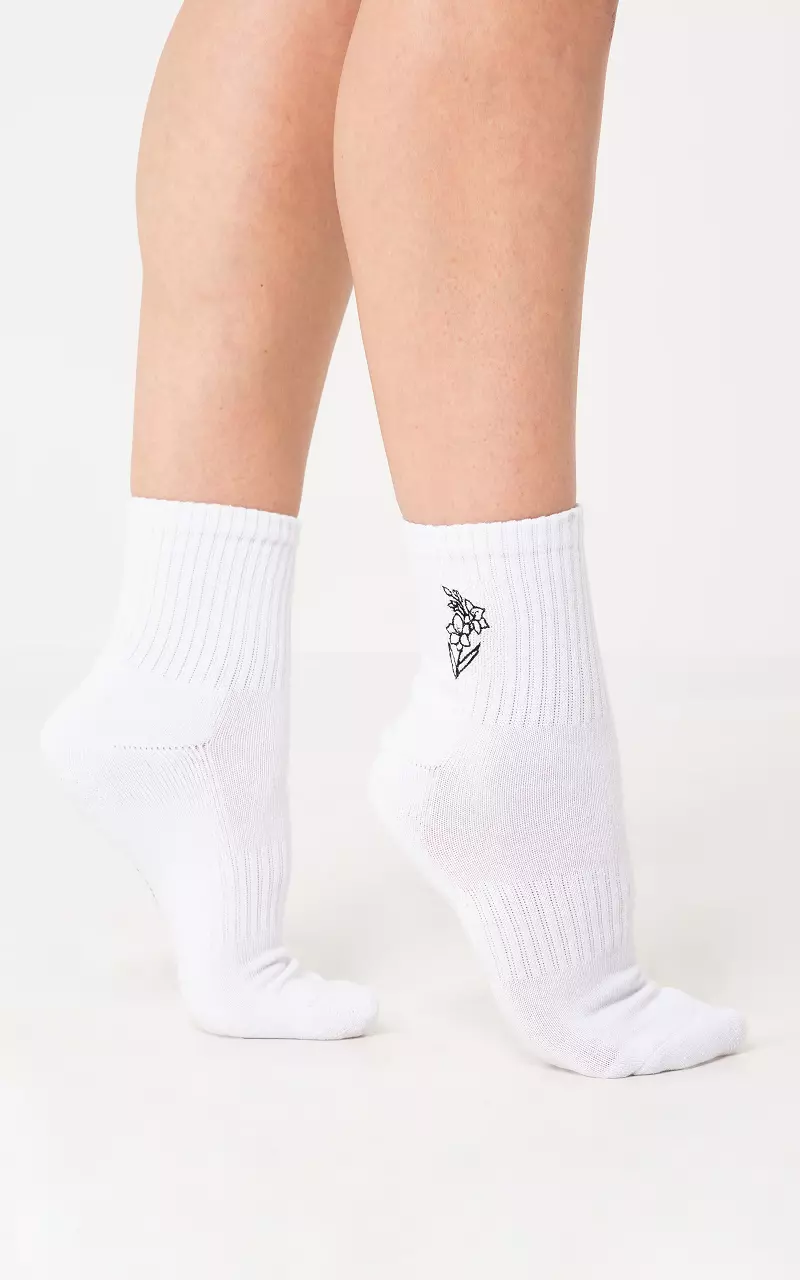 Chaussettes à fleur Blanc Noir