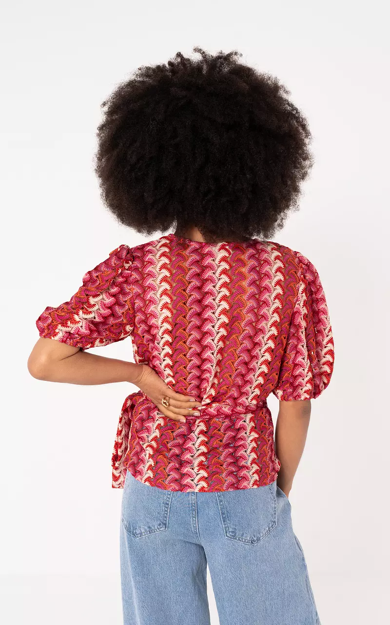 Cardigan mit Wickeldetails Pink Rot