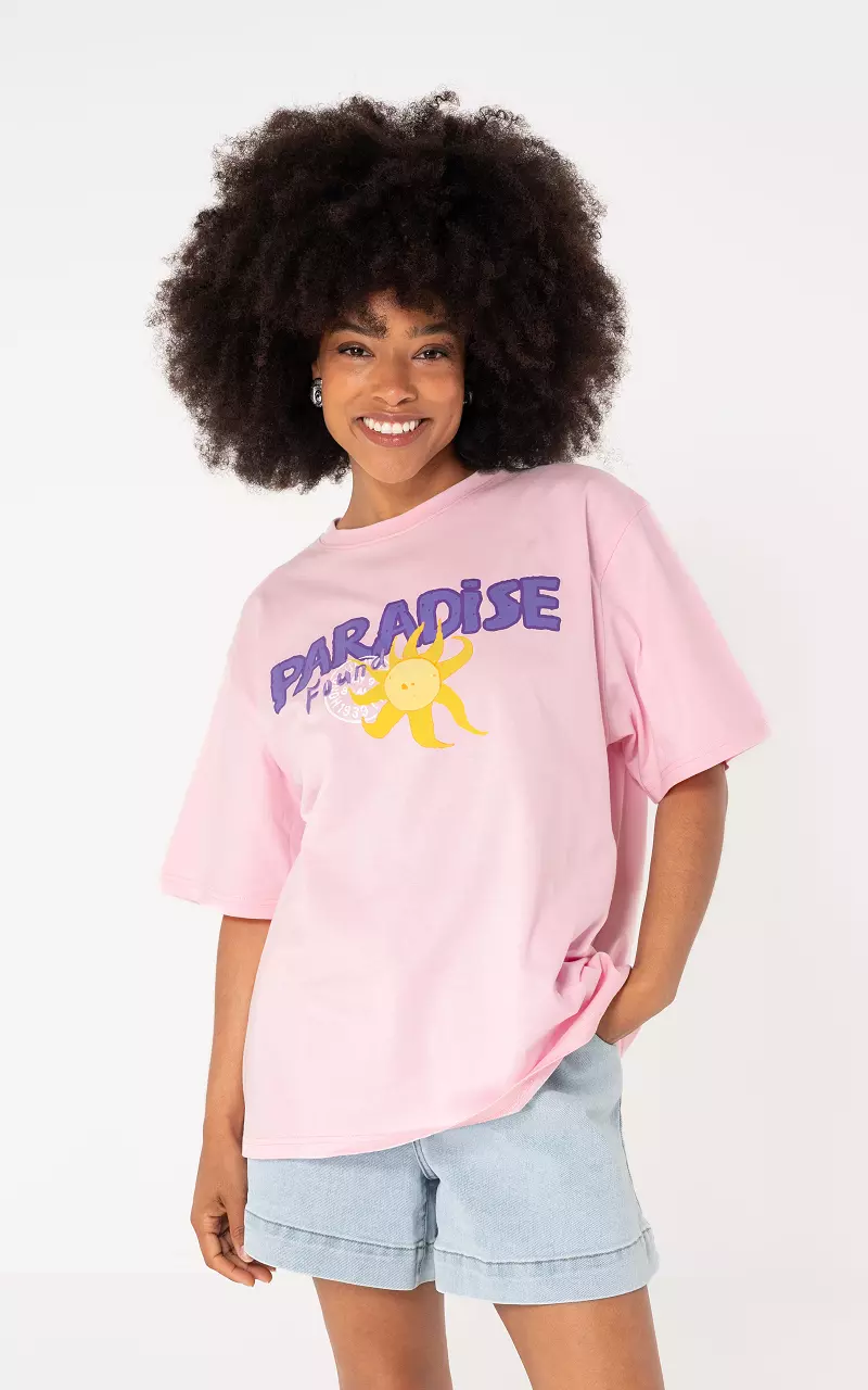 Shirt met opdruk Roze Paars