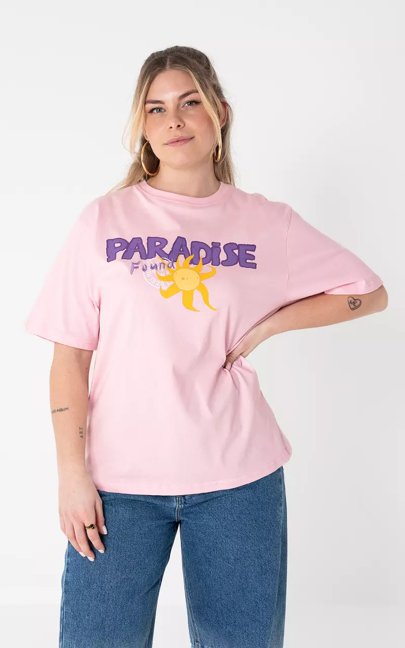 Shirt met opdruk Roze Paars