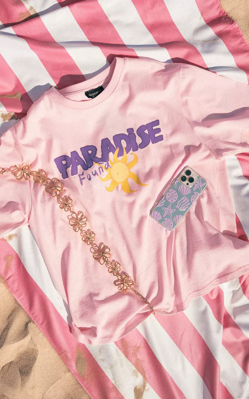 Shirt met opdruk Roze Paars