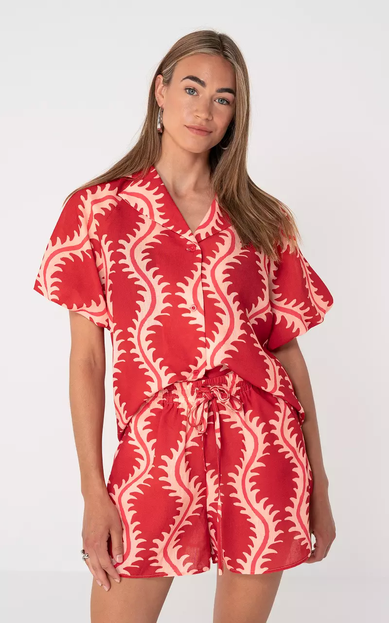Printed blouse Red Beige