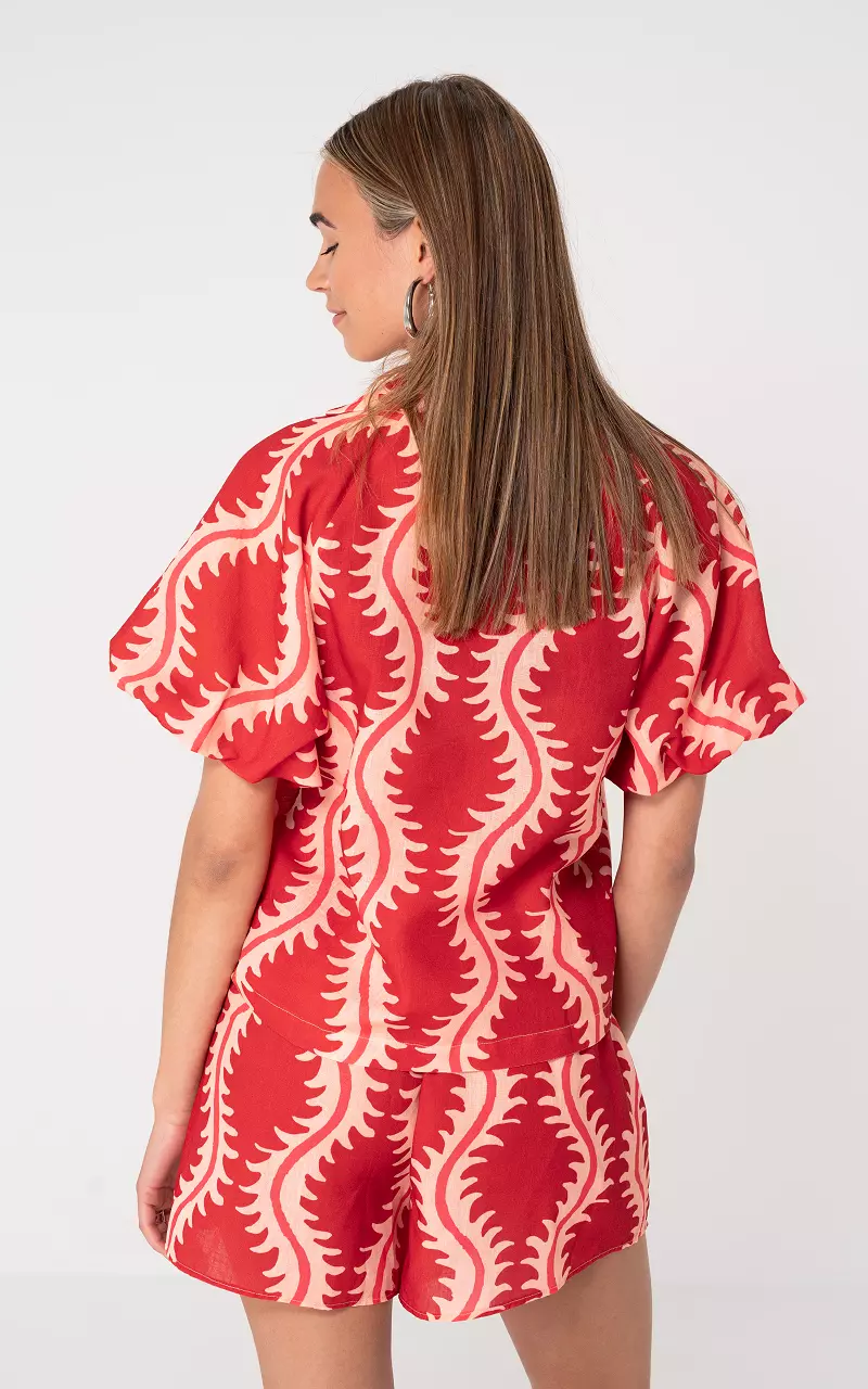 Printed blouse Red Beige