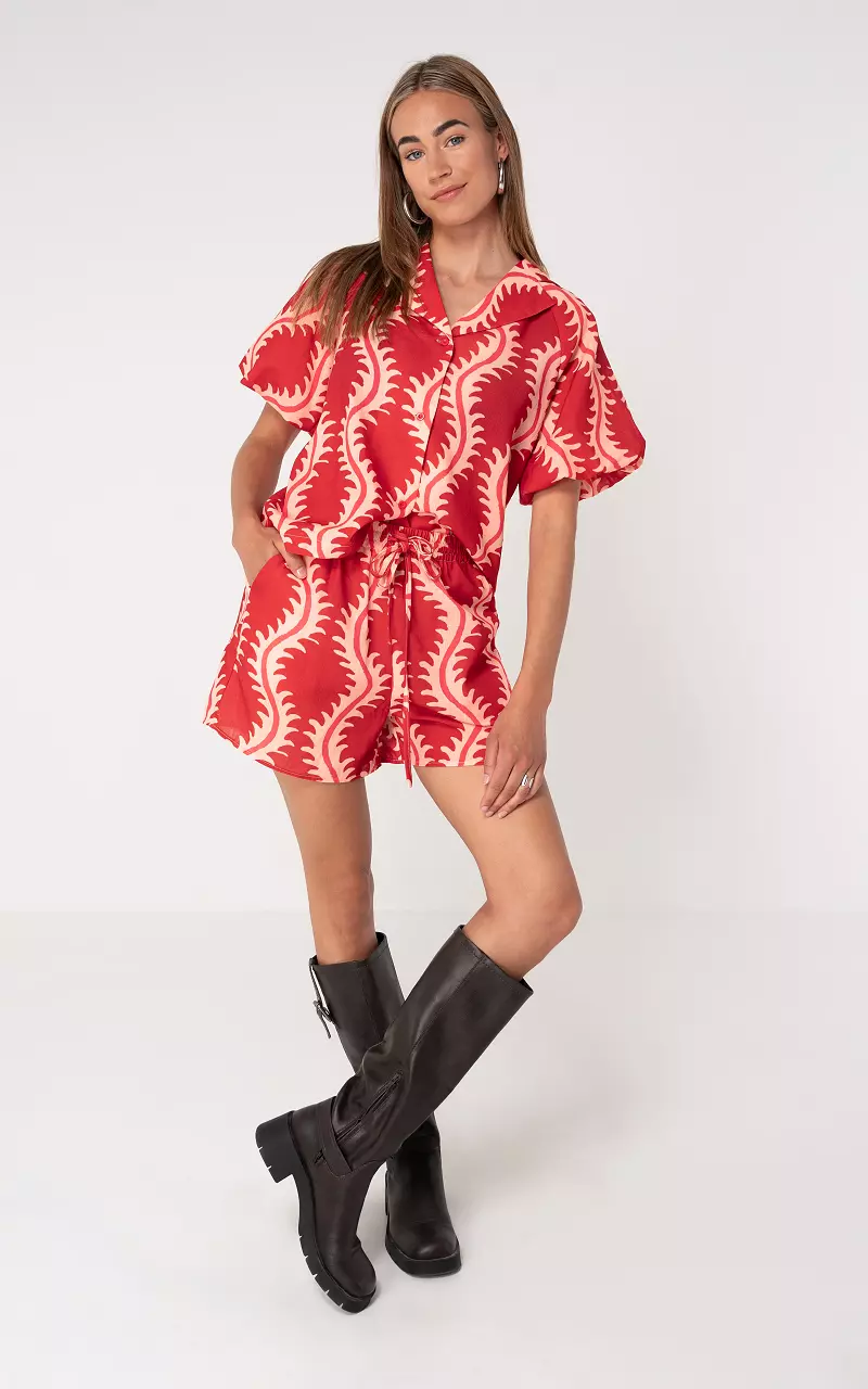 Printed shorts Red Beige