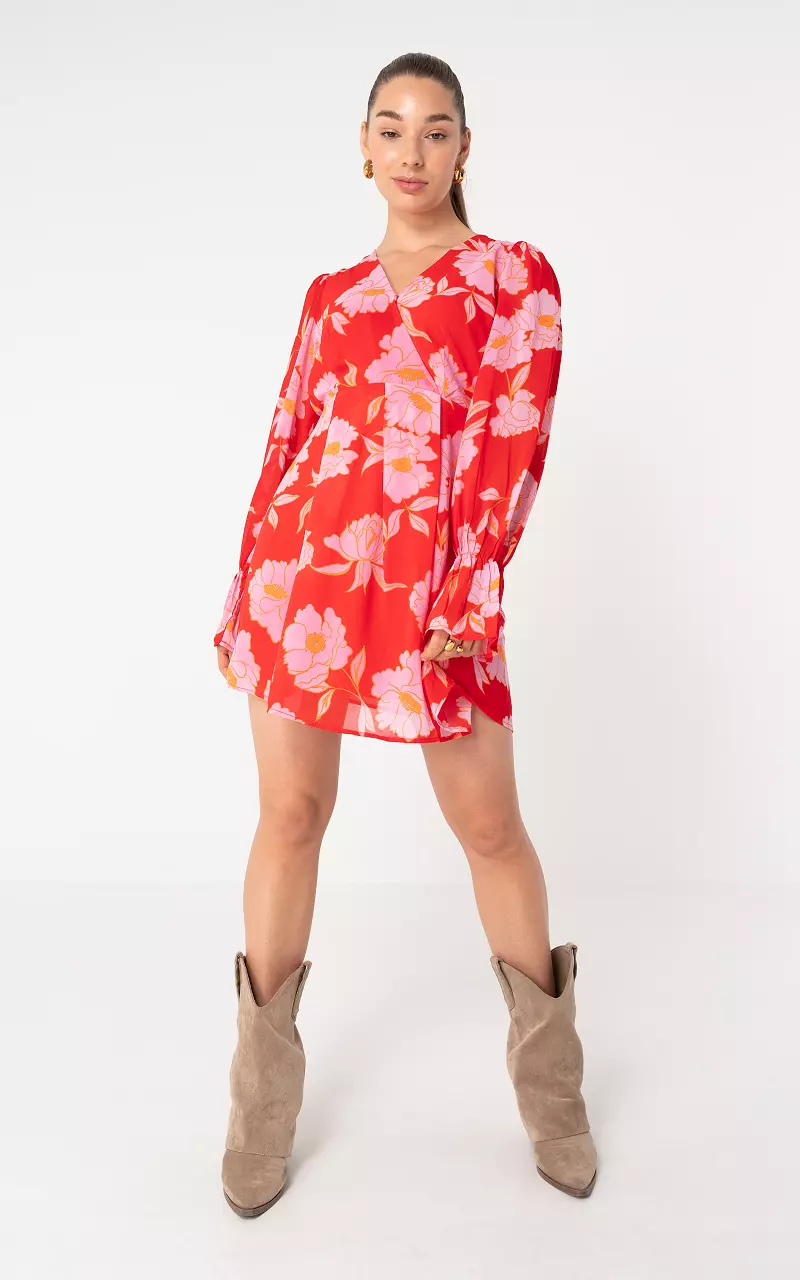 Jurk met print Rood Lichtroze