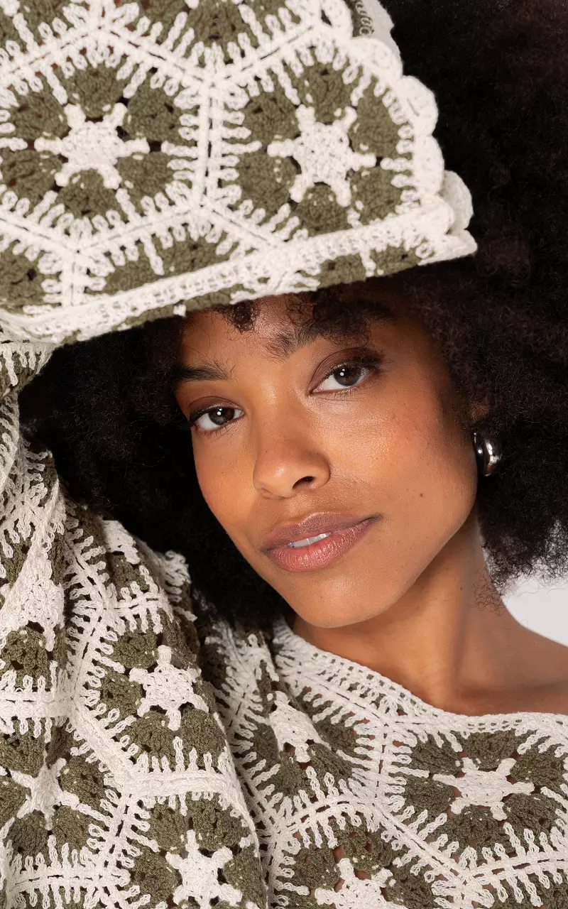 Top uitlopende mouw Wit Kaki