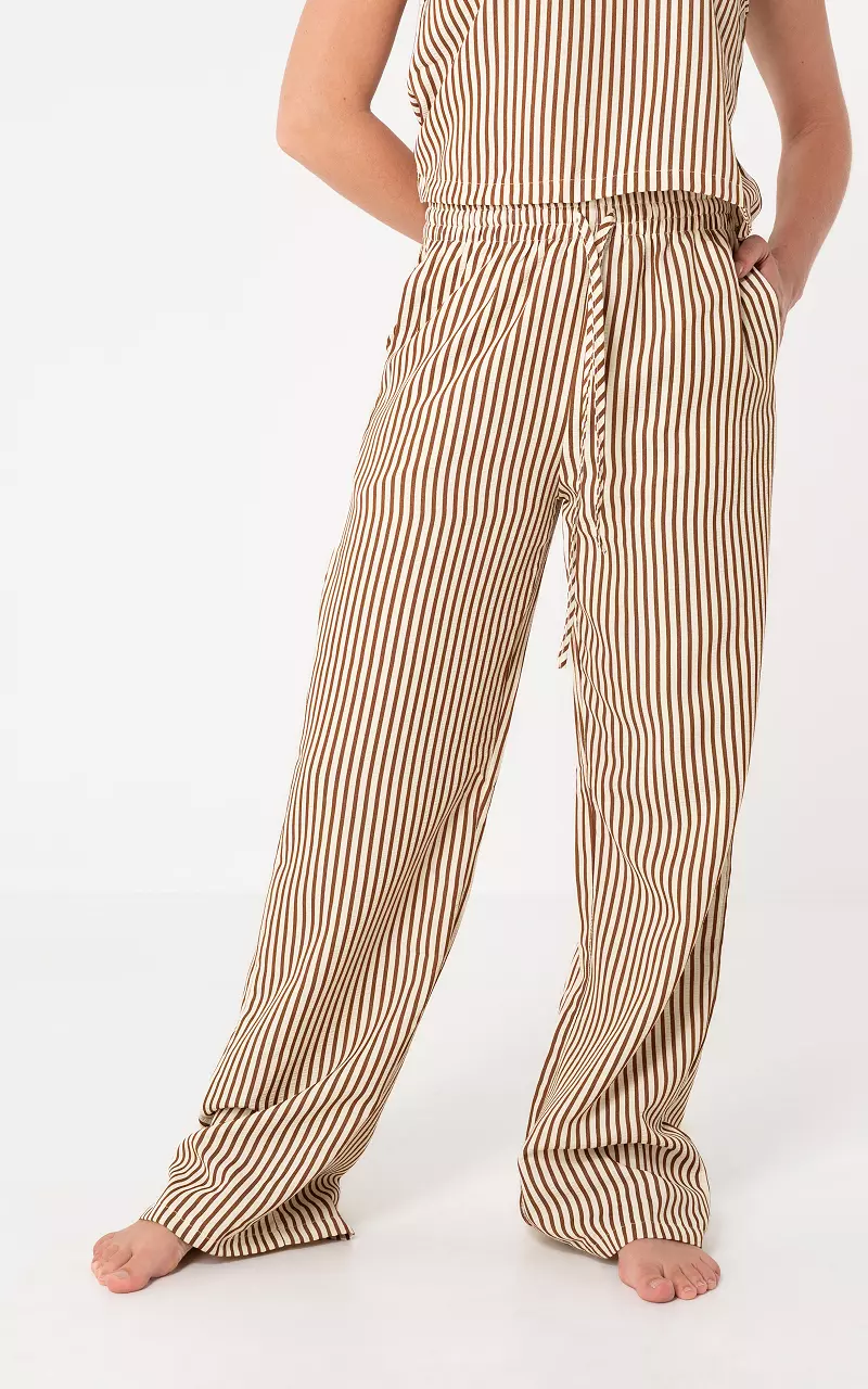 Striped pattern trousers White Brown