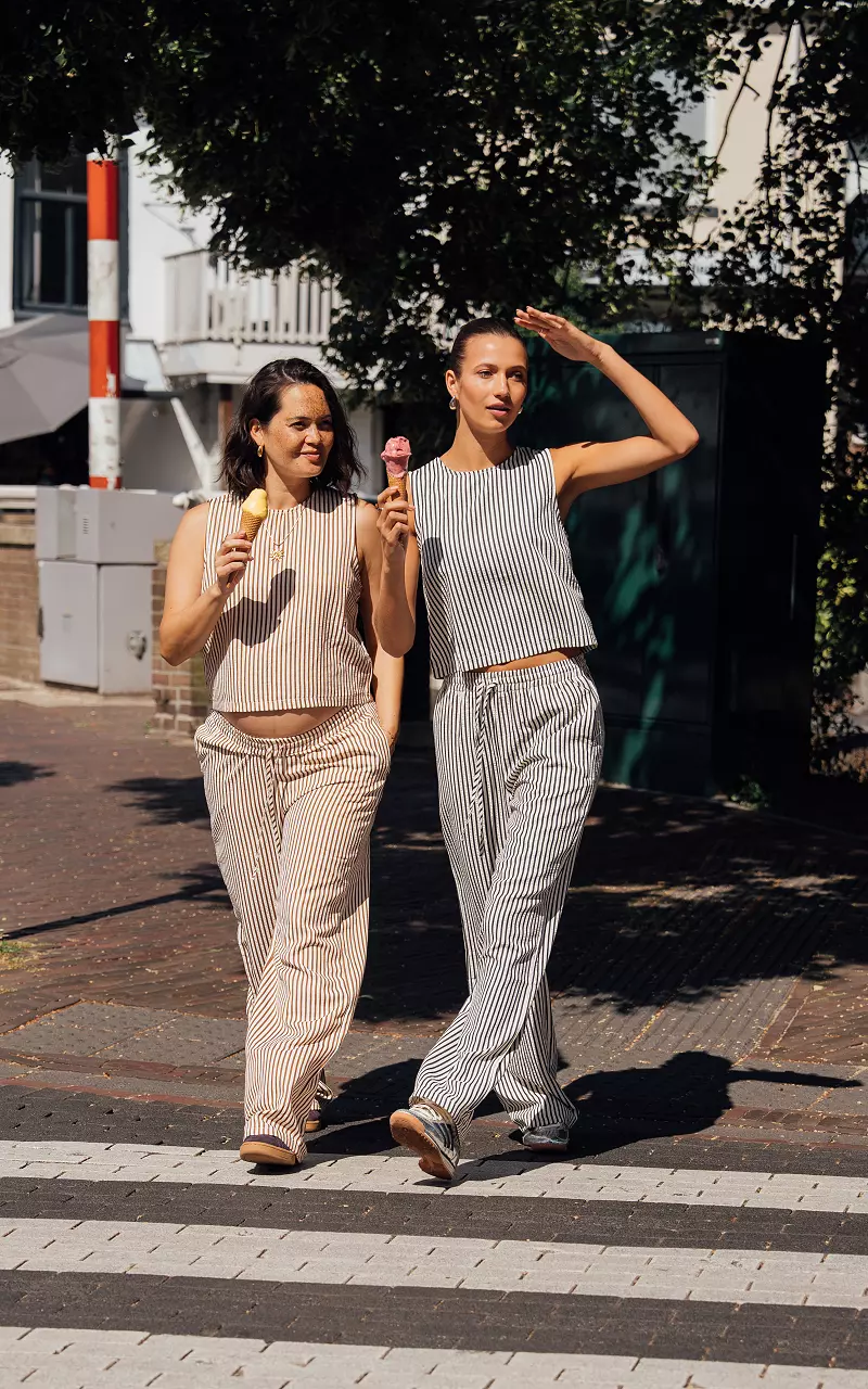 Striped pattern trousers White Brown