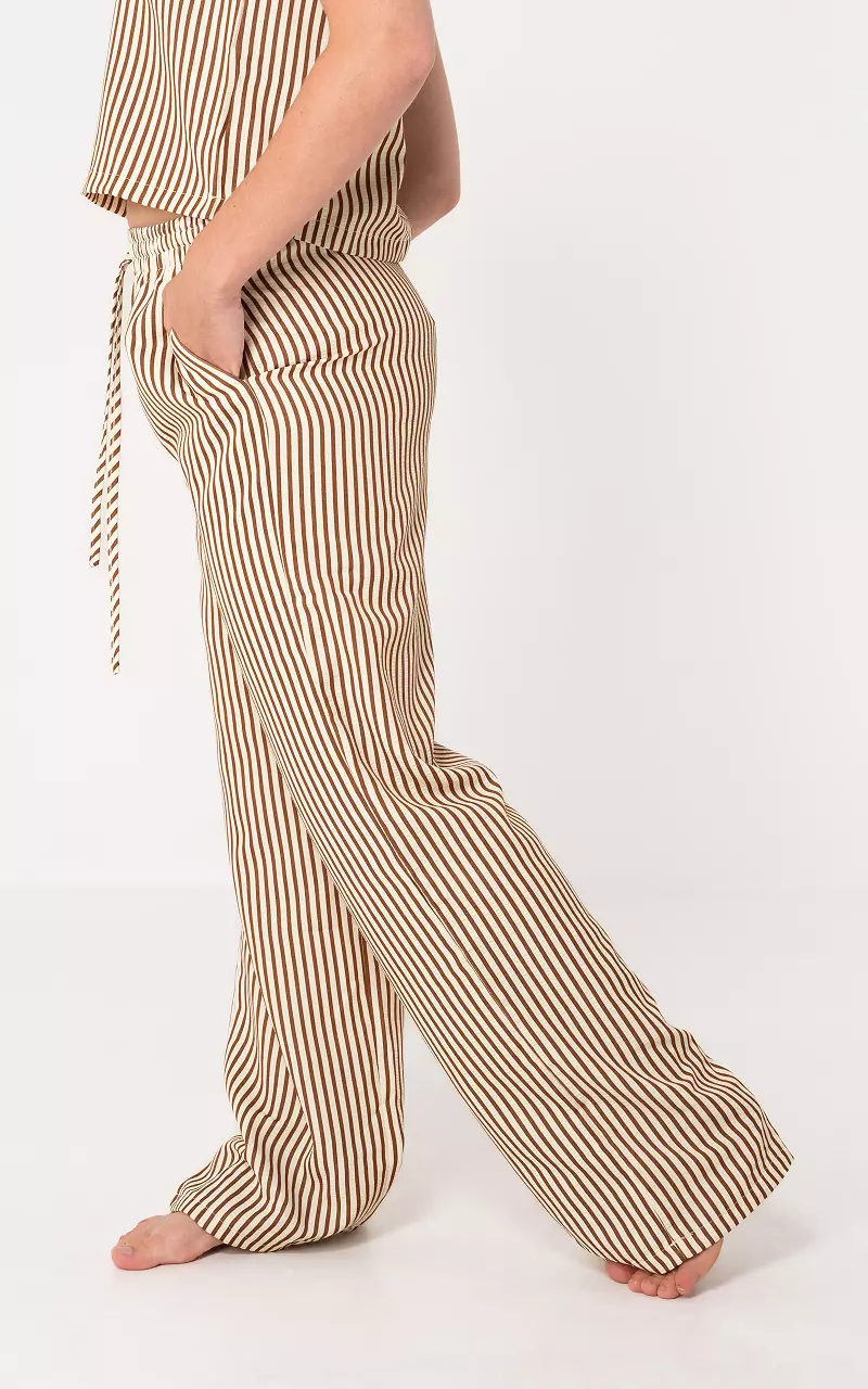 Striped pattern trousers White Brown