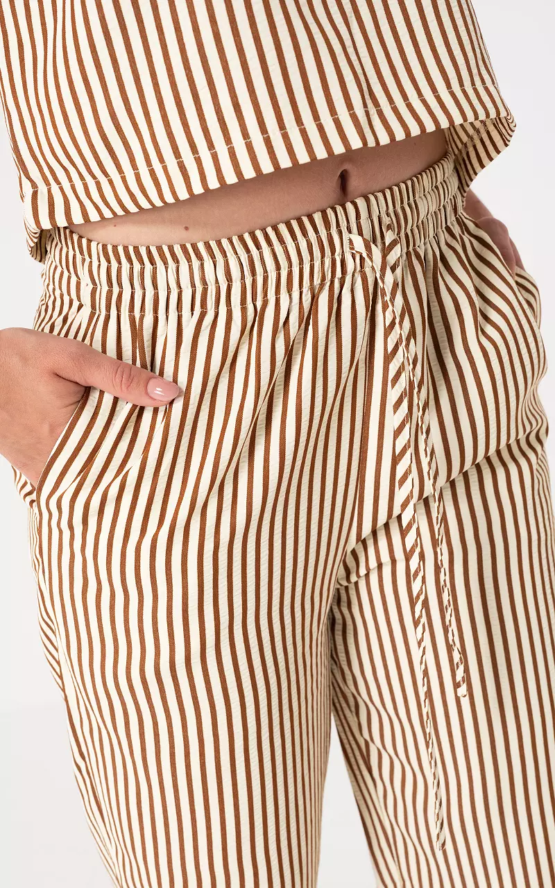 Striped pattern trousers White Brown