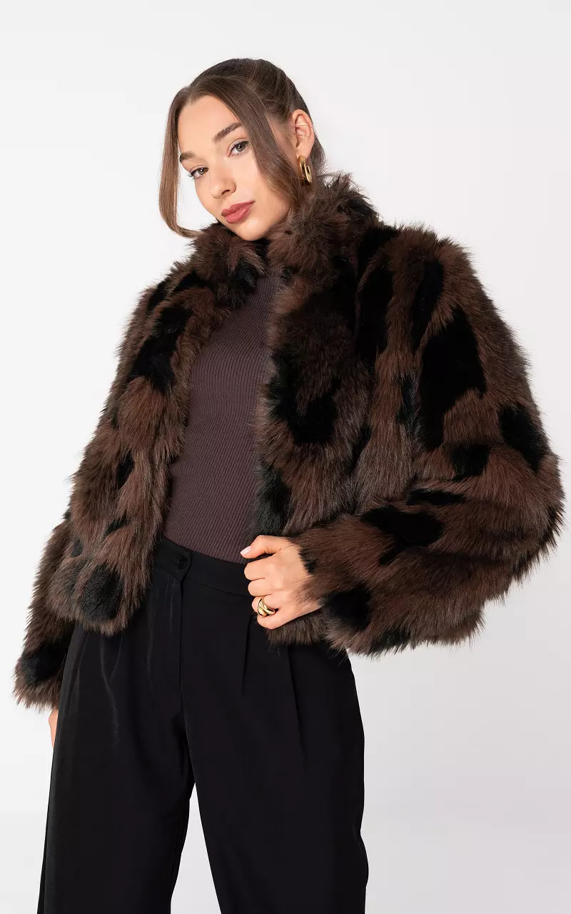 Fake fur jas Bruin Zwart