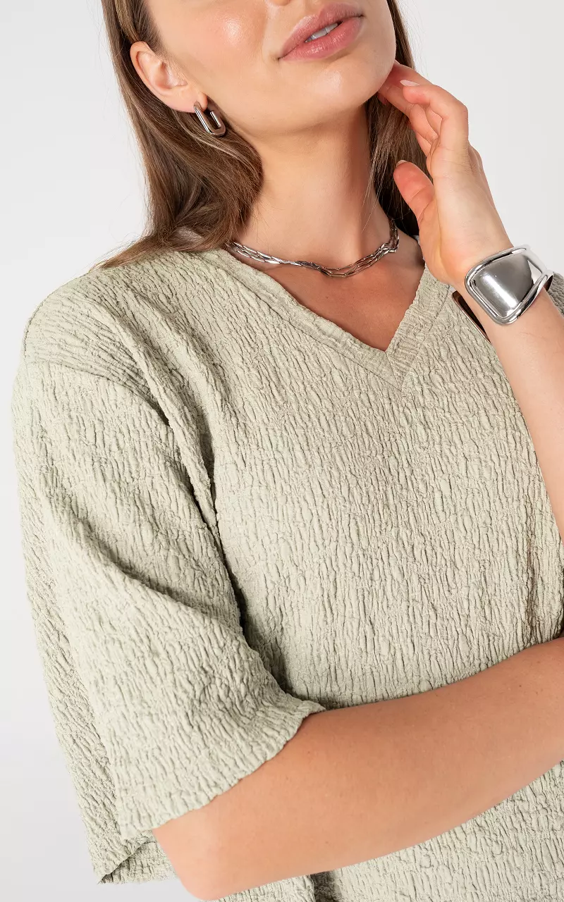 Shirt v-hals Lichtgroen