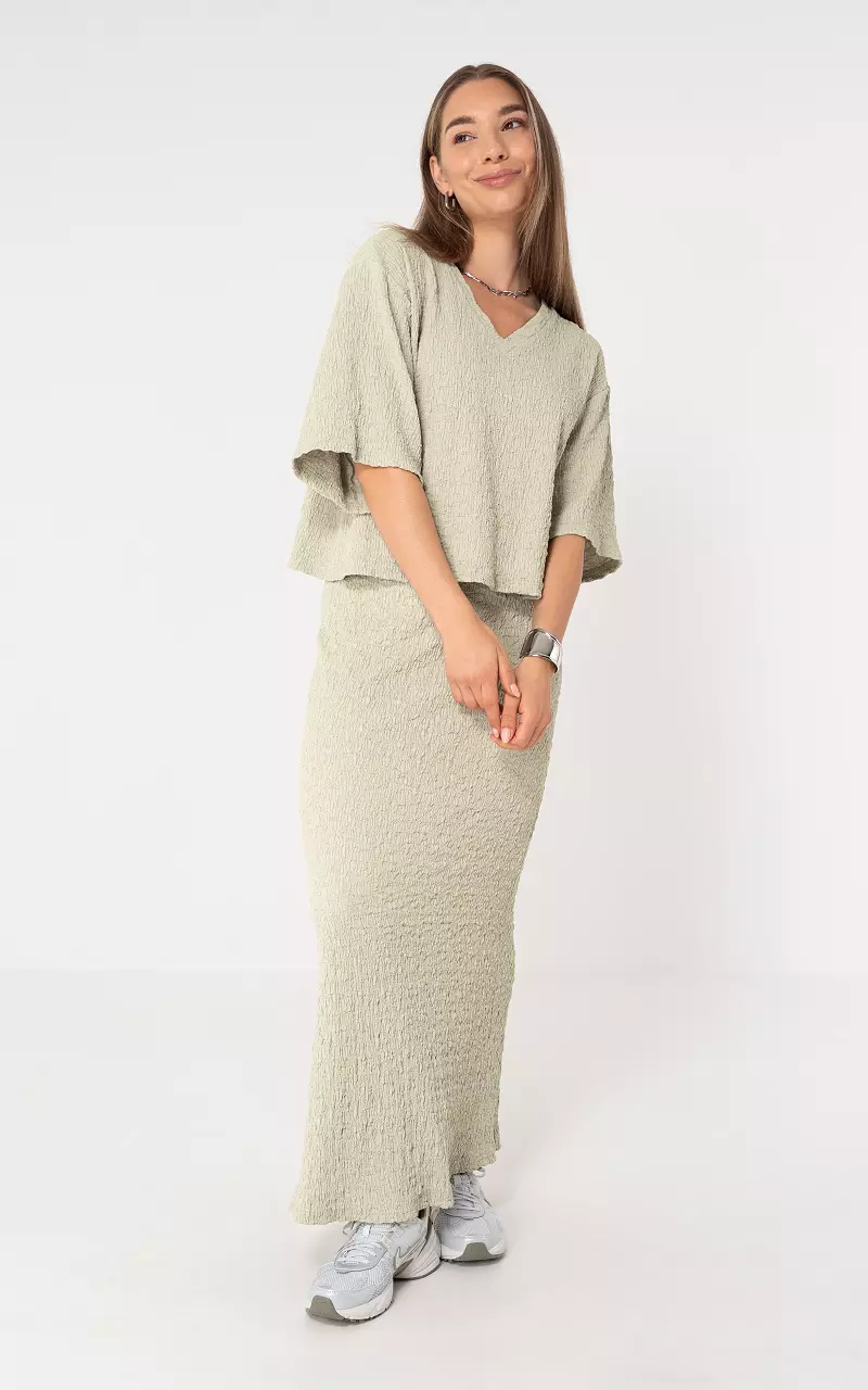 Shirt v-hals Lichtgroen