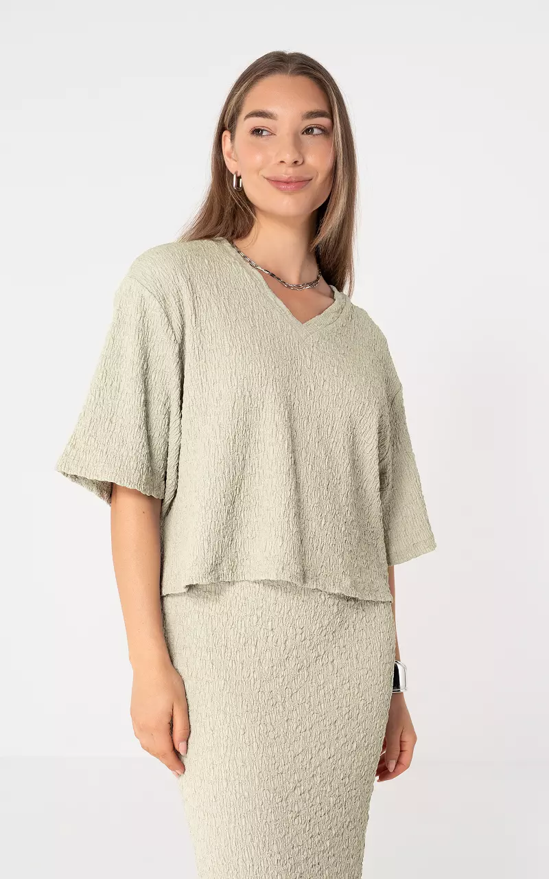 Shirt v-hals Lichtgroen