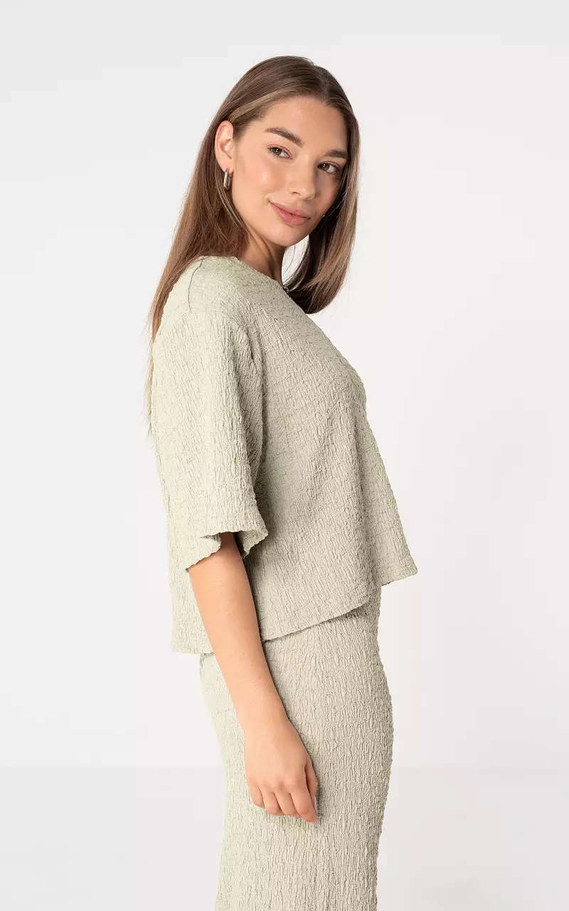 Shirt v-hals Lichtgroen