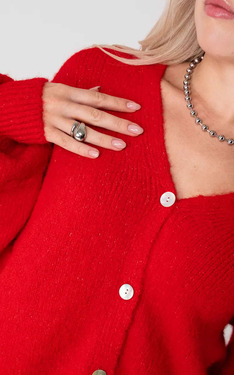 Cardigan with buttons Red