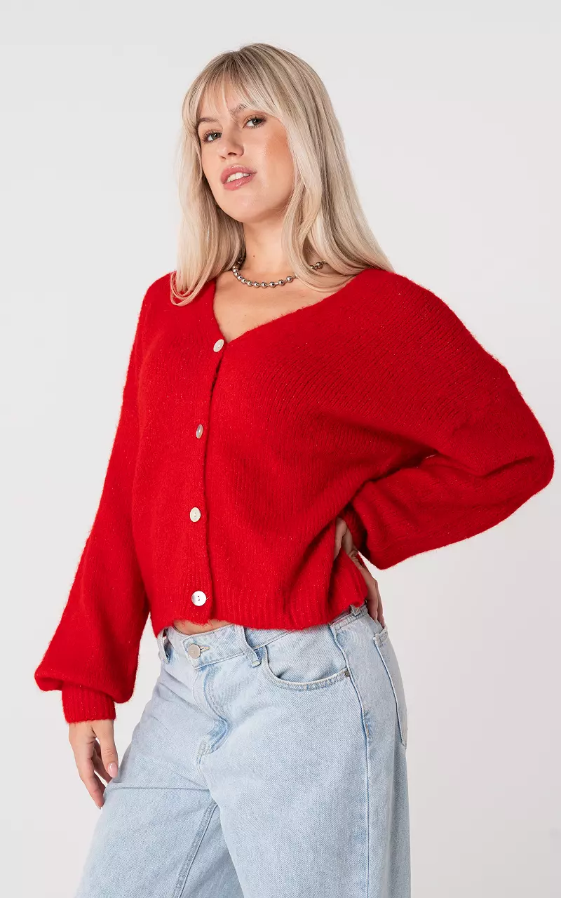 Cardigan with buttons Red