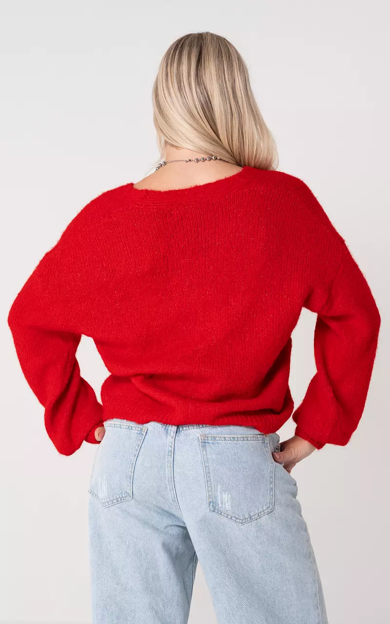 Cardigan with buttons Red