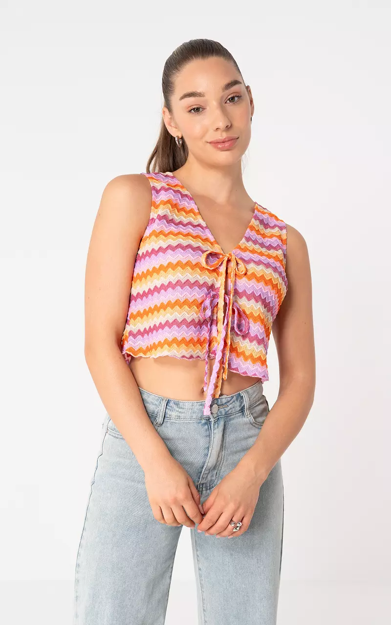 Top met strik Lila Oranje
