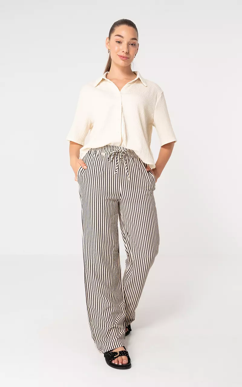Streeppatroon broek Wit Donkerblauw