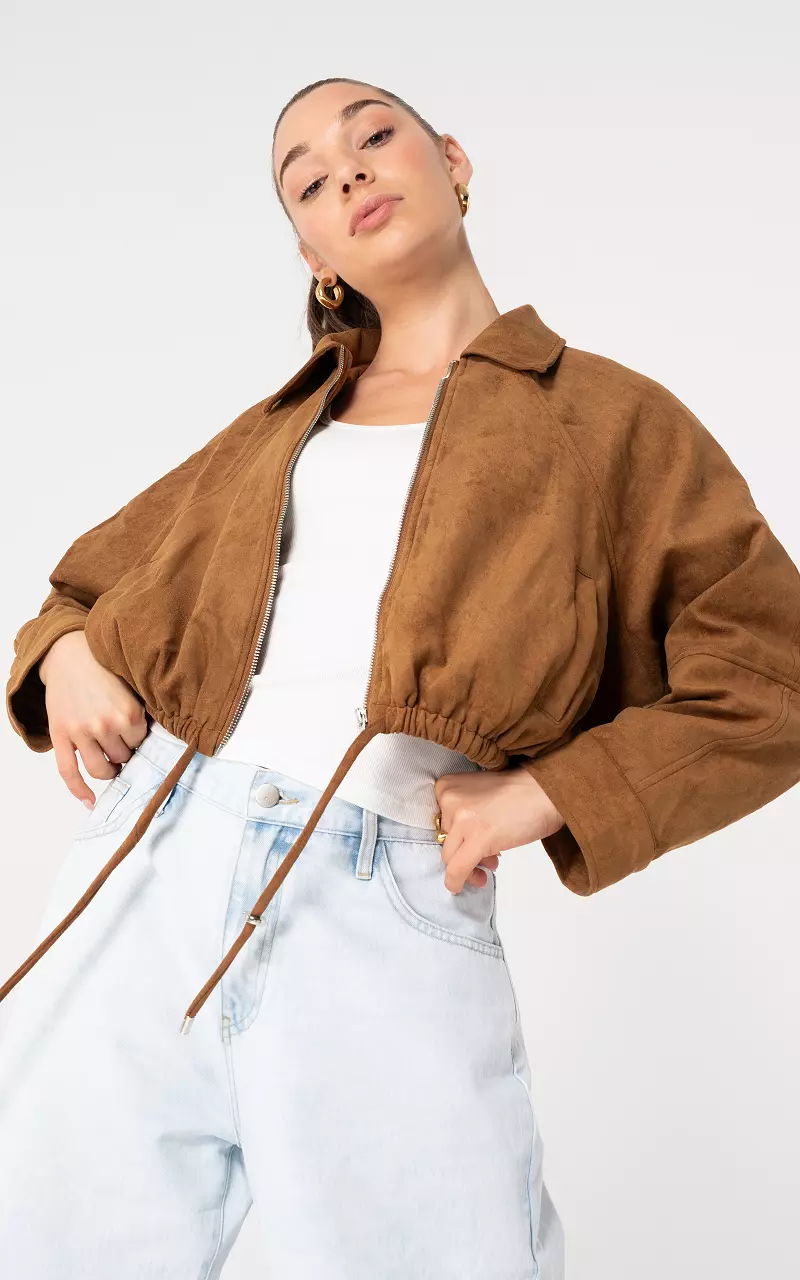 Suède look jas Bruin