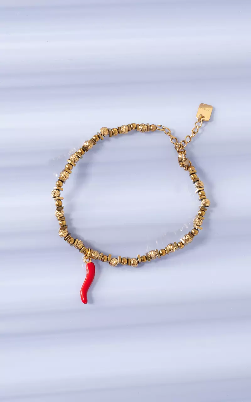 Adjustable bracelet Gold Red