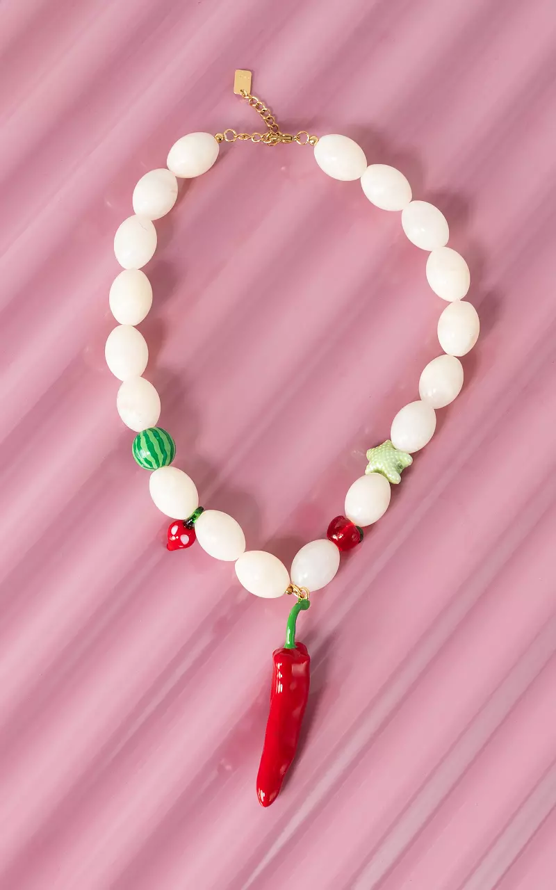 Verstelbare ketting Wit Rood