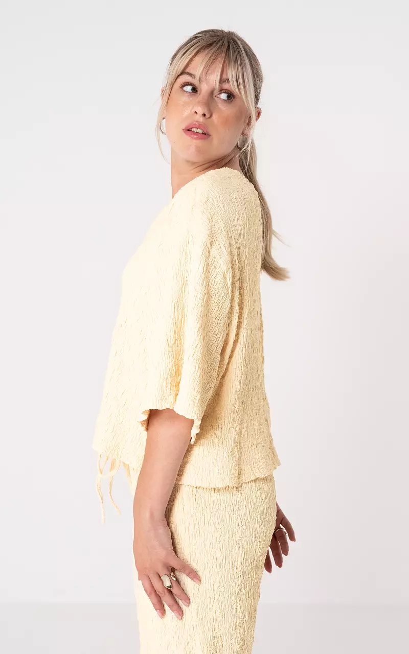 Shirt v-hals Lichtgeel