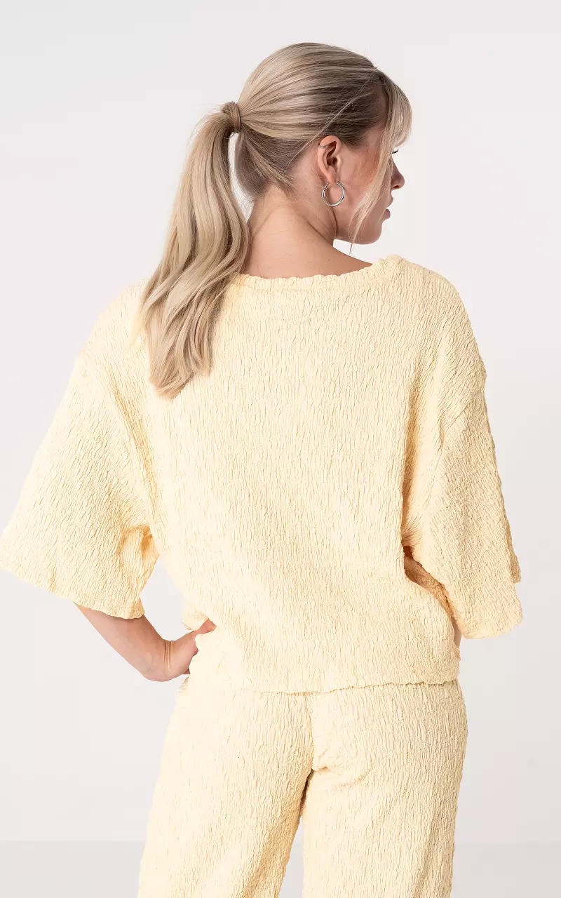 Shirt v-hals Lichtgeel