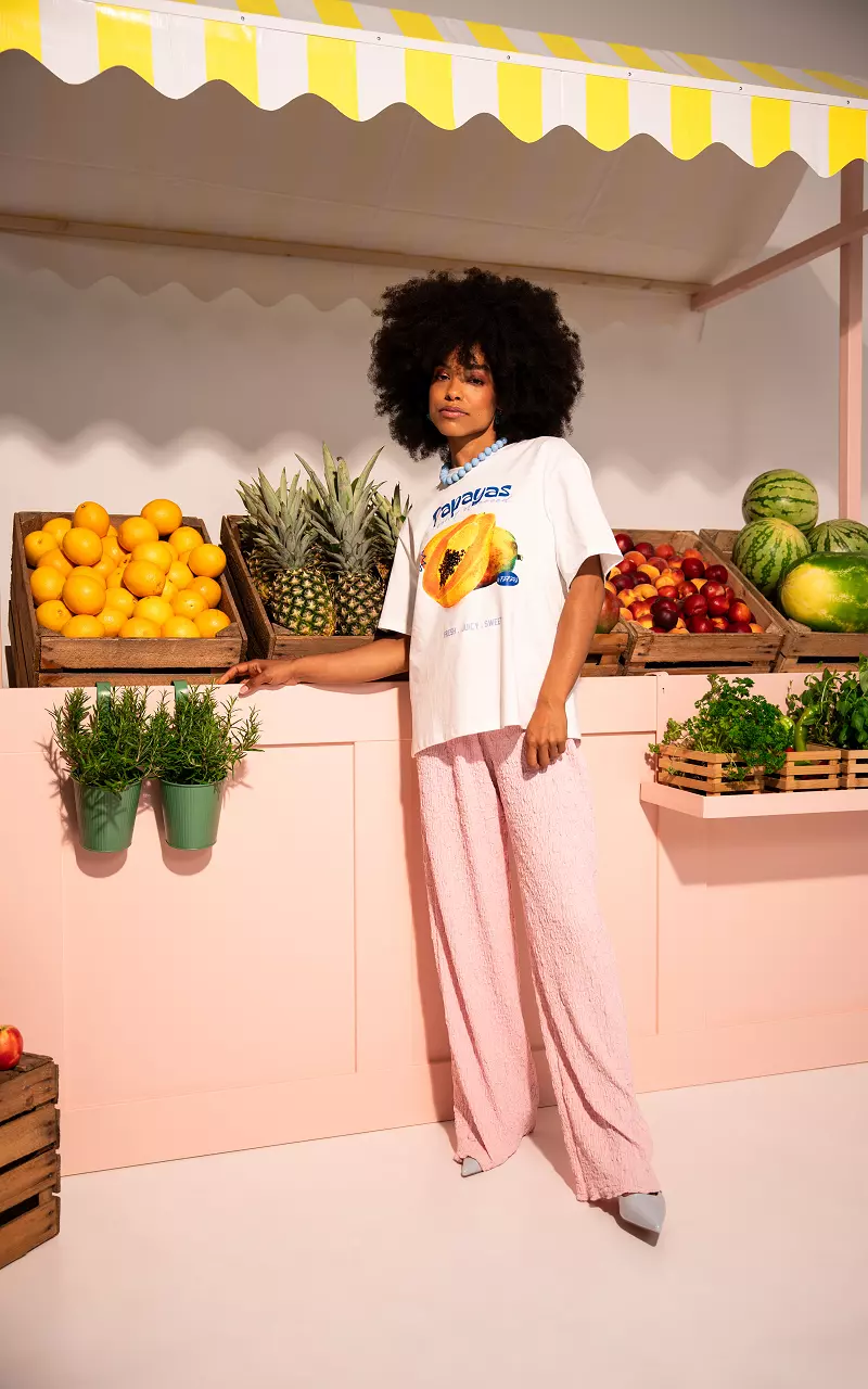 Shirt mit Aufdruck Weiß Blau