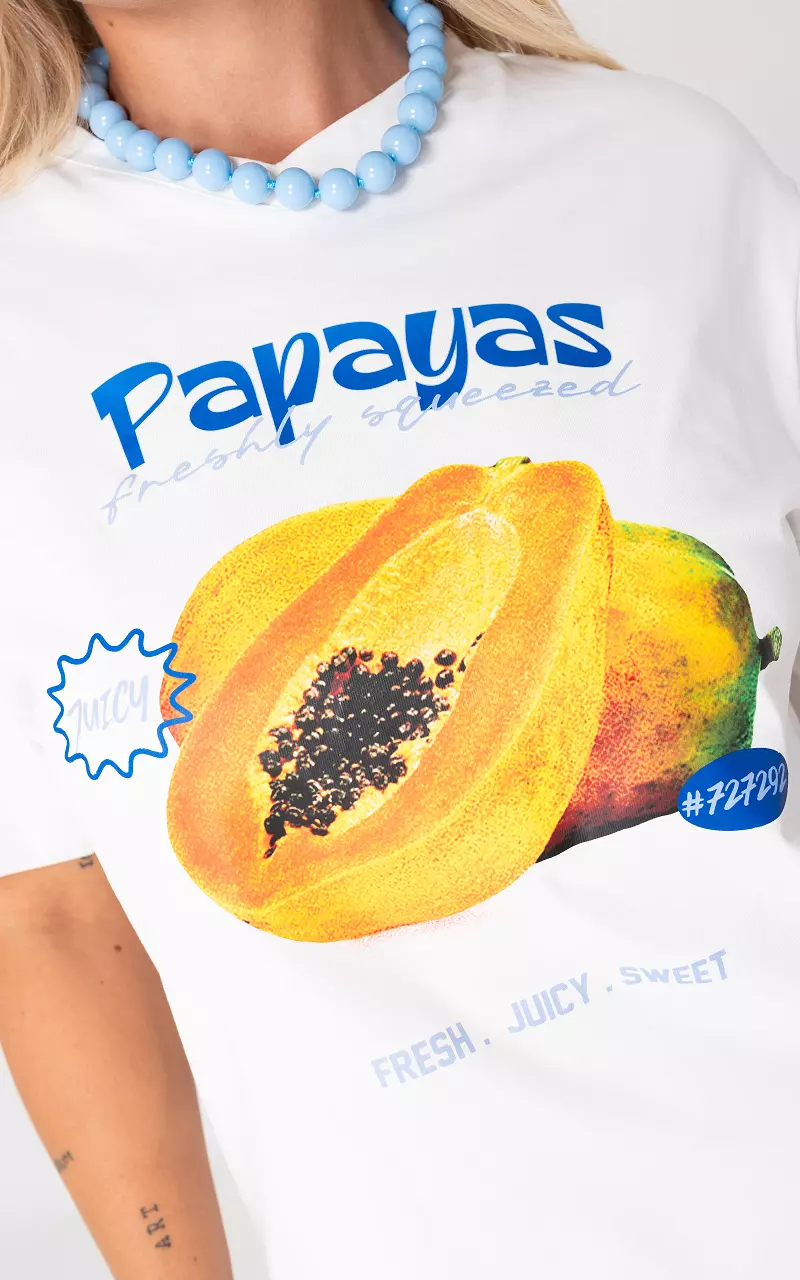 Shirt mit Aufdruck Weiß Blau