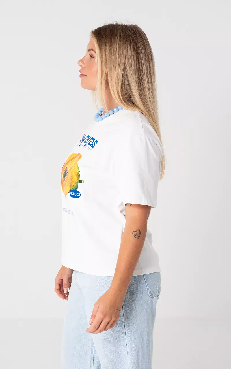 Shirt mit Aufdruck Weiß Blau