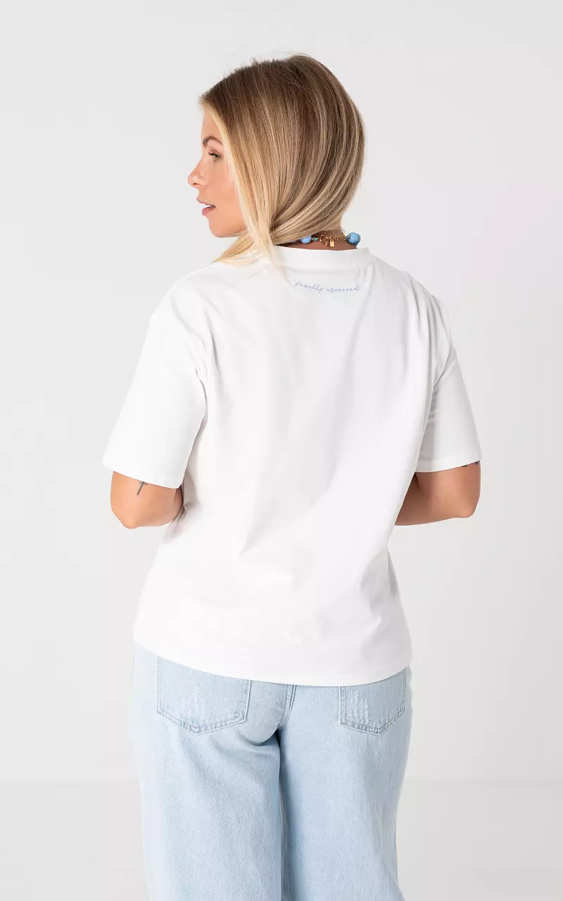 Shirt mit Aufdruck Weiß Blau