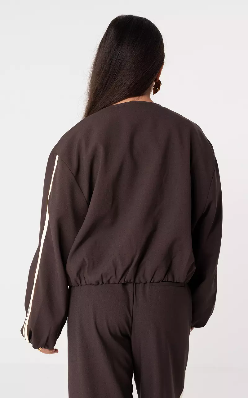 Bomberjack met rits Donkerbruin Creme