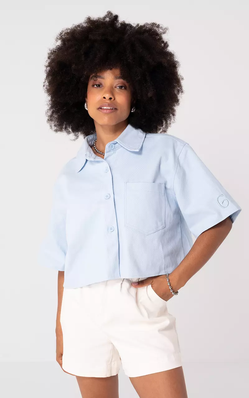 Cropped denim blouse Blue