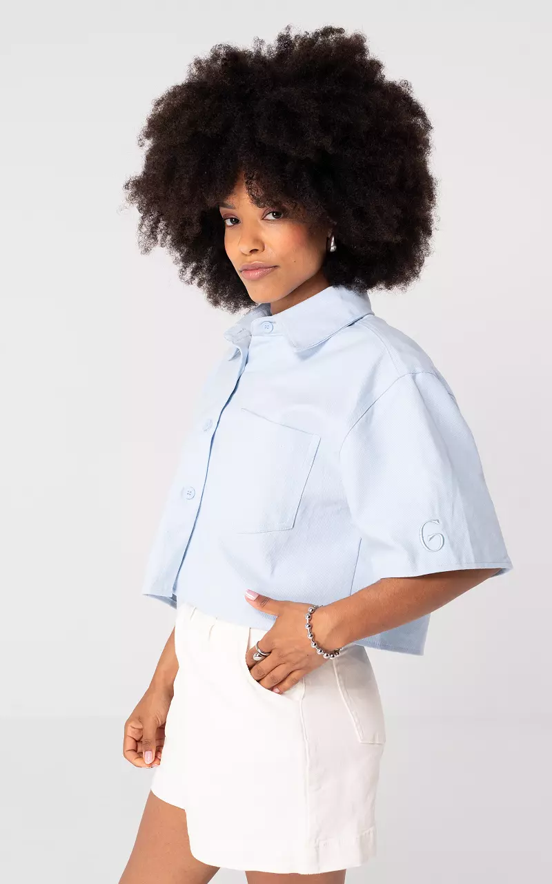 Cropped denim blouse Blue