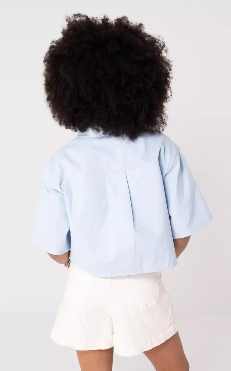 Cropped denim blouse Blue