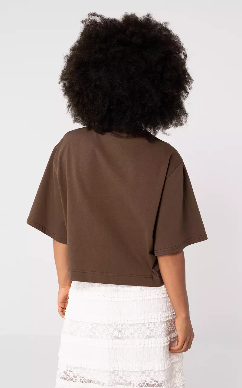 Shirt met v-hals Donkerbruin